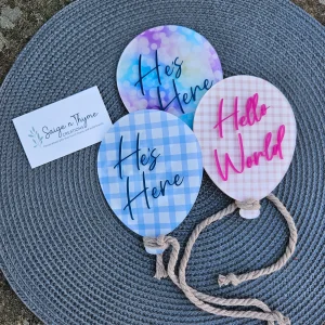 Balloon Shaped Acrylic Birth Announcement