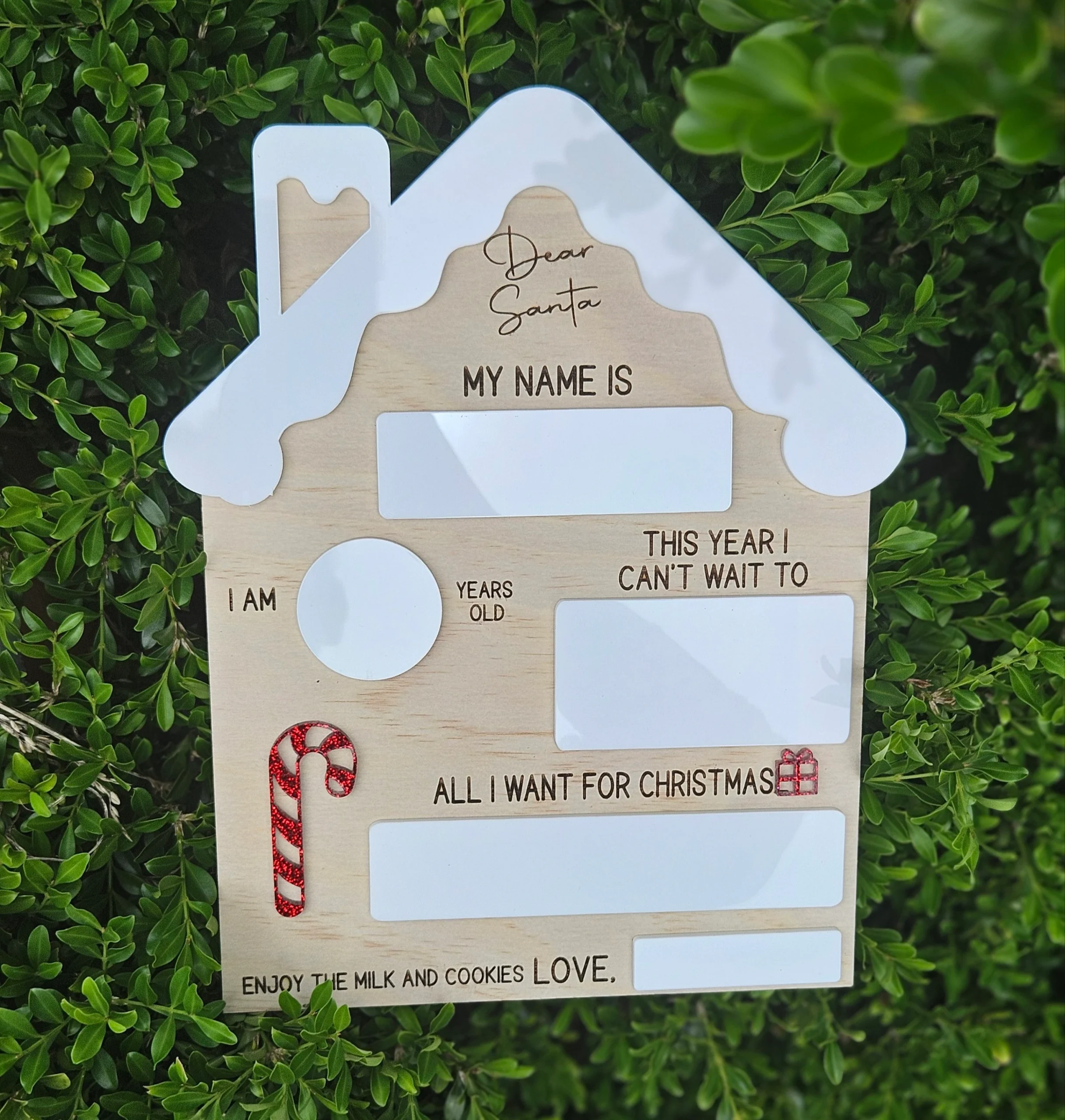 Erasable Gingerbread Santa Wish List
